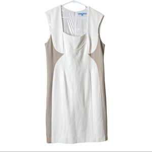 ANTONIO MELANI Color Block Sheath Dress Women’s 14 Ivory/Khaki